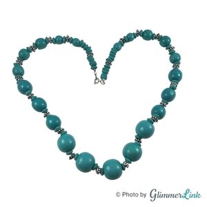 Bohemian Teal Wooden Beaded Necklace